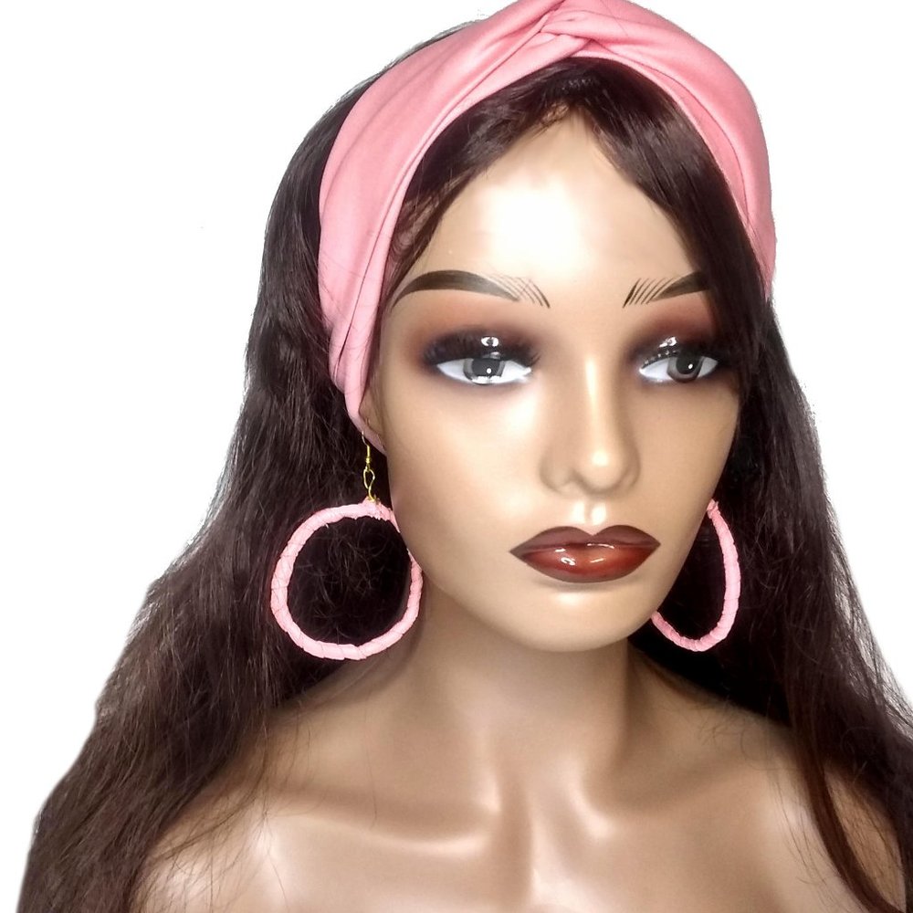 Pink Headband And Matching Hoop Earrings, Pink Head Wrap & Earrings, Headbands
